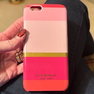 Isaac Mizrahi Pink and Gold Striped 6 Plus Phone Case